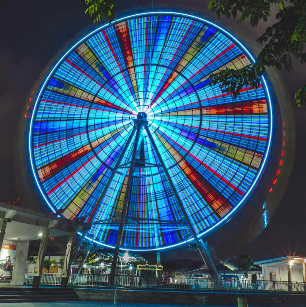 Ferris Wheel lit up at night